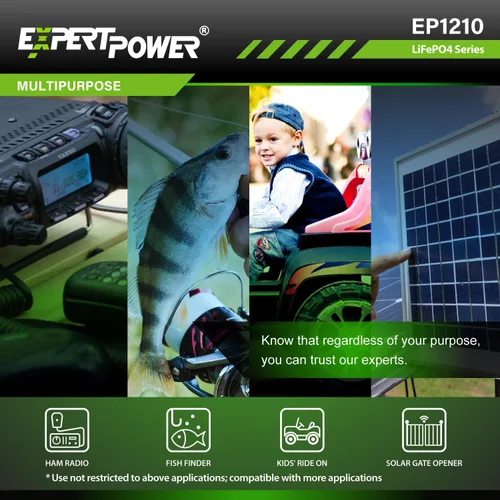 Vista 3 de ExpertPower - Baterías recargables de ciclo profundo LiFePO4 de litio de 12 V