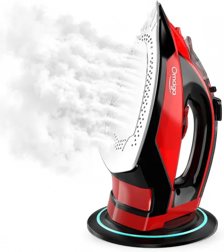 Vista 9 de OMAIGA Plancha de vapor para ropa, plancha de 1500 W con calentamiento rápido, suela de cerámica antiadherente, ráfaga de vapor, autolimpieza