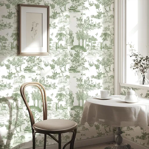 Vista 10 de WENMER Papel Tapiz Toile, 17.7" X 118" Azul y Blanco Despegar y Pegar Papel de Pared, Papel Tapiz Toile de Jouy, Papel de Contacto Vintage Francés