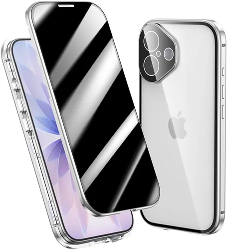 Vista 18 de Funda antimiradas con cerradura para iPhone 13 Pro, funda magnética de vidrio con protector de lente de cámara integrado, protector de pantalla