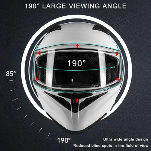 Vista 4 de Casco de motocicleta modular Bluetooth con aprobación DOT, antiempañamiento, doble visera, cara completa, abatible, con altavoz y micrófono