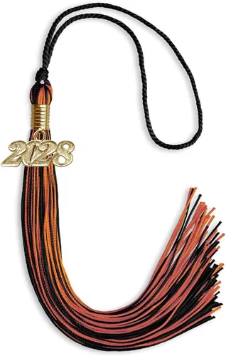 Vista 95 de Endea Graduation - Borla de doble color mixto con fecha dorada (negro/dorado antiguo, 2021)
