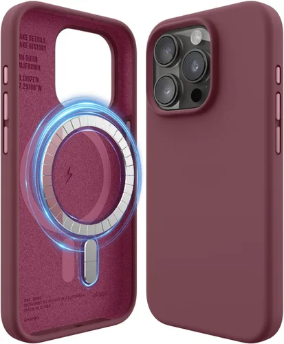 Vista 10 de elago - Carcasa magnética de silicona para iPhone 15, color negro Compatible con MagSafe, imanes integrados, silicona de agarre suave, a prueba