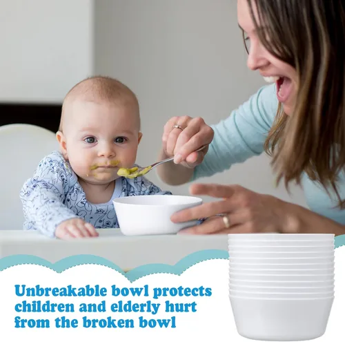 Vista 5 de Irenare 48 cuencos pequeños de plástico para niños, 10 onzas, aperitivos de cereales, cuencos para niños pequeños, aptos para microondas
