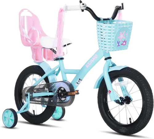 Vista 10 de KEANO Zinnia 14 16 20 Inch Kids Bike for Girls Ages 3-10 Years, Girls' Bikes with Training Wheels, Streamers, Basket and Doll Seat, Children Bicycles