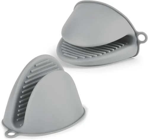 Vista 12 de AUAUY Mini manoplas para horno, 2 manoplas de horno pequeñas de 428.0 °F/428°F resistentes al calor con superficie antideslizante y guantes de lazo