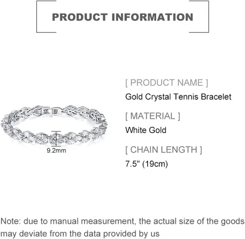 Vista 2 de Pulsera de tenis de cristal de oro de 14 quilates para mujer, diseño de hojas delicadas, bisel con bisel y ajuste de cristal natural, regalo