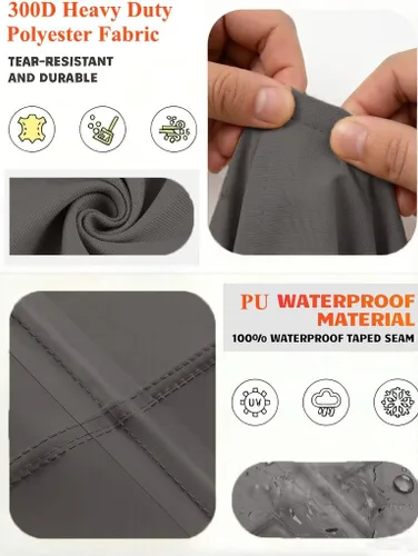 Vista 4 de Funda impermeable para sofá modular en forma de V para exteriores, resistente a los rayos UV, para muebles de patio de 5 plazas, 85 pulgadas de Gris