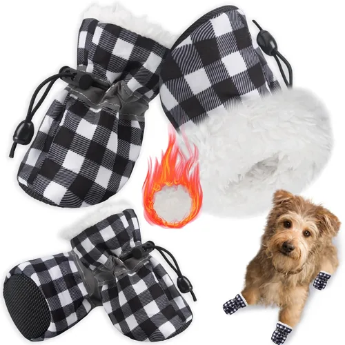 Vista 9 de Botas de nieve para perro, botas de nieve para perros de invierno, botas y protector de patas, botines cálidos para cachorros con tira reflectante