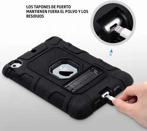 Vista 7 de ULAK Case for iPad mini 1 2 3, Three Layer Case with Kickstand, Black/Black Negro/Negro