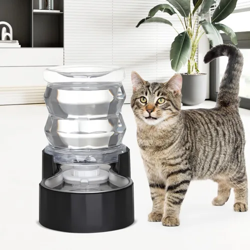 Vista 5 de RIZZARI Dispensador de Agua para Comida de Perros: Alimentador Grande de Acero Inoxidable Negro de 4L con Filtro Triple - Hidratación Saludable