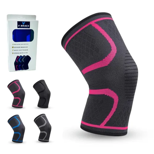 Vista 5 de V-Fit: Rodillera de compresión en V, rodillera para dolor y apoyo de artritis, rodillera para mujeres y hombres (pequeño, negro)