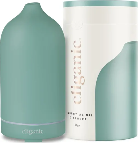 Vista 8 de Cliganic Difusor de cerámica (negro), 3.4 fl oz ultrasónico para aceites esenciales aromaterapia, hogar y oficina