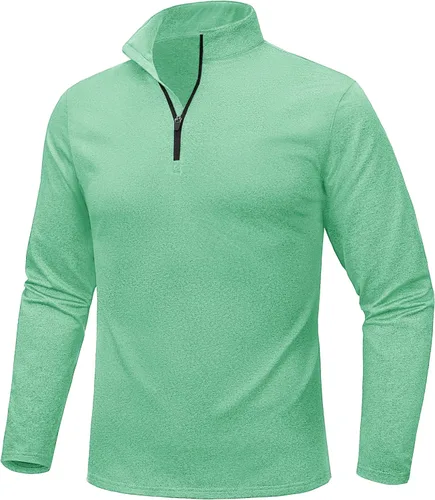 Vista 43 de MAGCOMSEN Sudadera de golf de manga larga con forro polar para hombre, con cremallera de 1/4, térmica, para correr