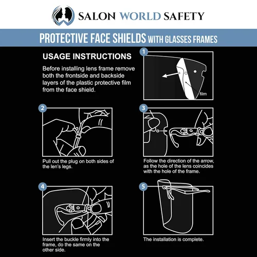 Vista 6 de TCP Global Salon World - Protectores faciales de seguridad con marcos de lentes negros (paquete de 4), protectores ultra transparentes para proteger