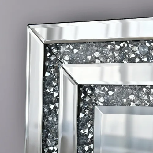 Vista 5 de Espejo de baño rectangular con diamantes de cristal de 36 x 24 Vidrio templado HD