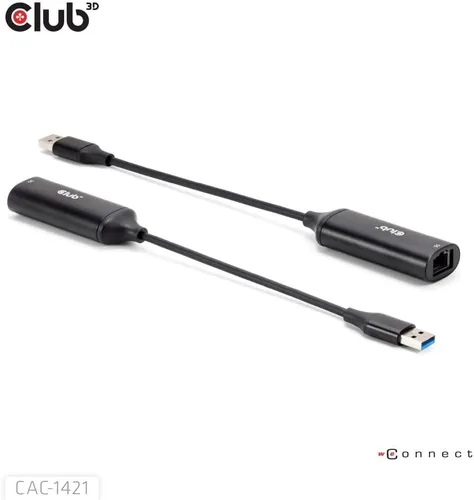 Vista 7 de Club 3D CAC-1421 USB 5Gbps Tipo-A a RJ45 Ethernet Adaptador M/F