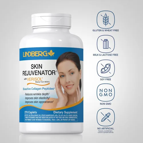 Vista 3 de Rejuvenecedor de piel Lindberg con Verisol 270 Tabletas con péptidos de colágeno Suplemento para cabello, piel y uñas