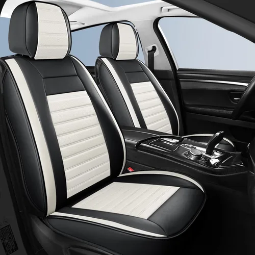 Vista 25 de HChengkikz - Fundas de asiento de automóvil, transpirables e impermeables de piel sintética para automóviles, funda de asiento universal
