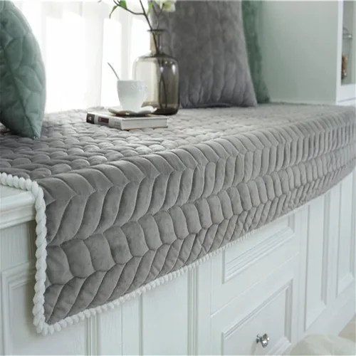 Vista 8 de JeogYong Alfombrilla Gruesa de Felpa para Ventana Salediza Antideslizante de Terciopelo Cristal, Cojín Moderno para Asiento de Banco de Alféizar