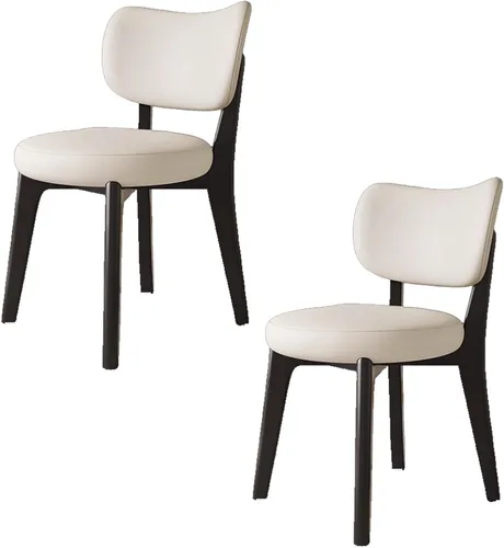 Vista 14 de Juego de sillas de comedor de madera de 1/2/4, sillas de cocina con respaldo curvo, silla de vestíbulo, silla de comedor tapizada, silla de comedor
