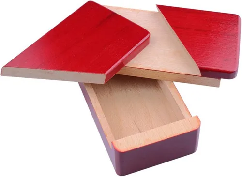 Vista 3 de DC-BEAUTIFUL Impossible Puzzle Master Secret - Caja mágica roja de madera con cajón secreto - Misterioso rompecabezas de regalo