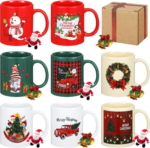 Vista 16 de Maxdot 8 tazas de café de cerámica para profesores, mango de 12 onzas
