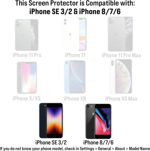 Vista 2 de Scooch® Paquete de 3 protectores de pantalla para iPhone SE (3ª generación 2022 y 2ª generación 2020), vidrio templado 9H de alta calidad