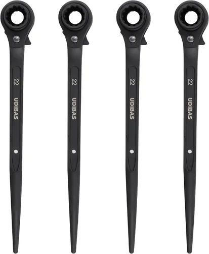 Vista 8 de 2 piezas 19 mm × 22 mm (o 3/4" x 7/8") llave de trinquete de carraca de doble extremo de 12 puntos de grado profesional para andamio, plata