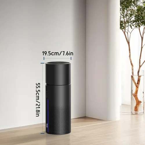 Vista 8 de Afloia Purificador de aire y humidificador 2 en 1, filtración silenciosa de 3 etapas para alergias de mascotas y humo, apagado automático, luz LED
