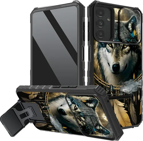 Vista 21 de Funda protectora para cámara Samsung Galaxy A14 5G, resistente y resistente con protección deslizante para lente deslizante, soporte integrado