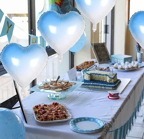 Vista 4 de KALOR Globos de Mylar de corazón verde claro de 18 pulgadas, 10 globos de papel de aluminio, globos en forma de corazón para compromiso, despedida