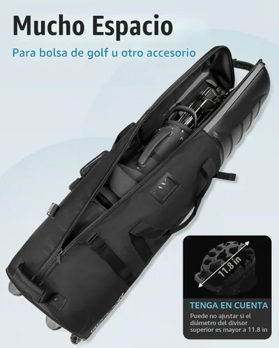 Vista 4 de Findway Bolsas de viaje de golf para aerolíneas con ruedas, Oxford resistente 1680D y ABS funda rígida para proteger palos de golf, ligeras y Negro