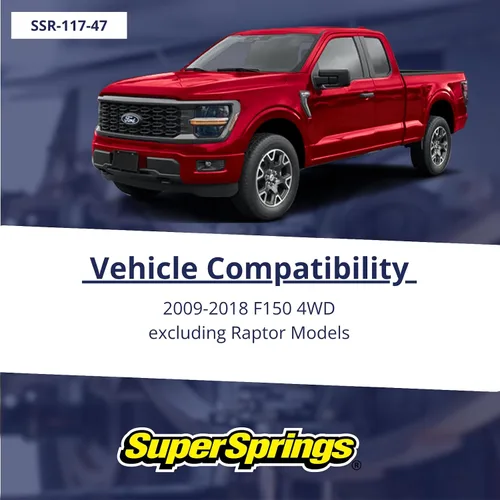 Vista 2 de SuperSprings SSR-117-47 SumoSprings negros traseros izquierdo y derecho se ajustan al F150 4x4 2009 2020 Reduce el hundimiento trasero, disminuye