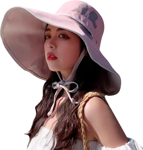 Vista 19 de HUAMULAN Sombrero de Sol de Verano de Ala Ancha para Mujeres con Borde Alambrado Sombrero Bucket de Playa y Pesca Reversible Plegable de Viaje