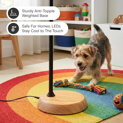 Vista 5 de Brightech Litespan - Lámpara de pie LED delgada, luz de lectura moderna sobre silla para salas de estar y oficinas, alta con cuello de cisne Madera