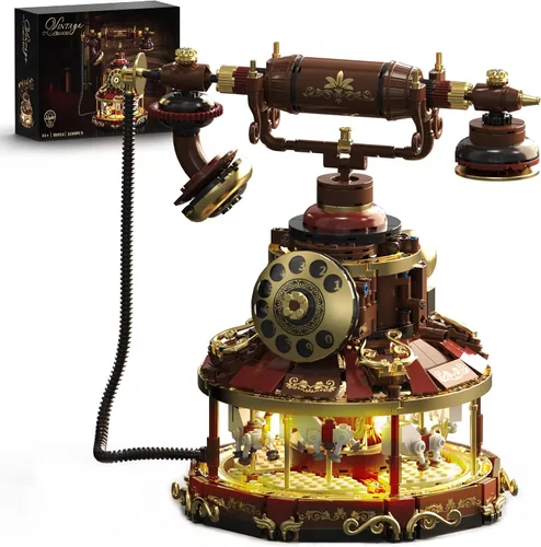 Vista 9 de Juego de construcción de reloj oscilante retro vintage, relojes de péndulo, juguetes de bloques de construcción con kit de modelo mecánico funcional