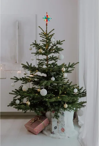Vista 3 de Kurt Adler Adorno para árbol de Navidad, Estrella de Belén multicolor de capiz con 10 luces y centro de gema