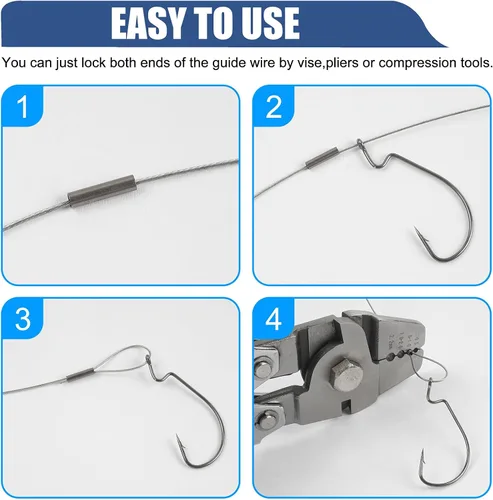 Vista 5 de 100pcs Fishing Single Barrel Crimp Sleeves, Strong Crimps Copper Wire Connectors for Rigging Fishing Leaders, Versatile Crimping Loop Sleeve