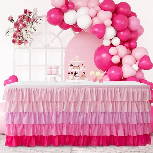 Vista 11 de Falda de Mesa de Tul Negro de 6 pies Falda de Mesa Tutú Para Mesa Rectangular Decoraciones de Fiesta de Cumpleaños Baby Shower Fiestas de Niñas
