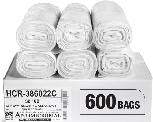 Vista 15 de Aluf Plastics Bolsas de basura de alta densidad, 10 galones, 4000 unidades, 6 micras (eq), 24 x 24 pulgadas, negras, para baño, oficina, industrial