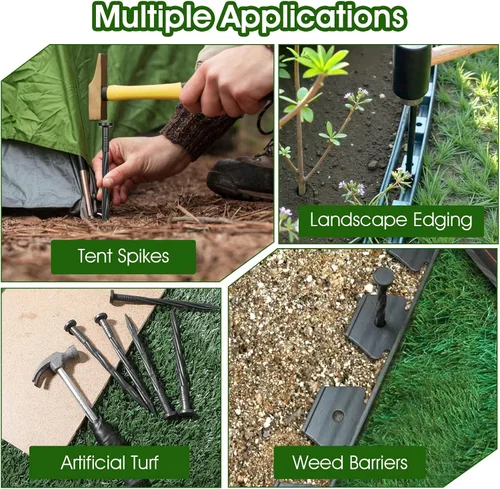Vista 6 de Paquete de 150 estacas de anclaje de plástico para paisaje, estacas de 6 pulgadas para barrera, bordes de pavimentación, césped artificial, cercado