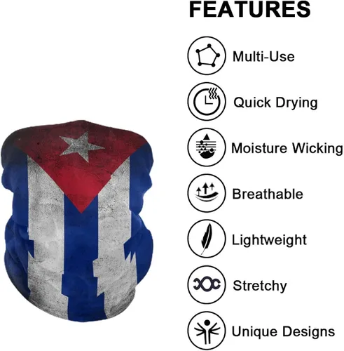 Vista 5 de Ningboo 2 bandanas mágicas con diseño de bandera de Grunge