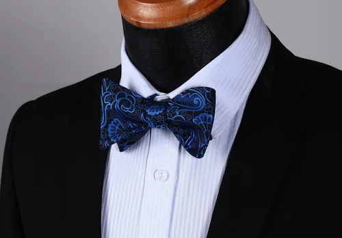 Vista 125 de HISDERN Pajaritas para hombre, corbatín de cachemira para hombre, corbata de lazo y bolsillo cuadrado, juego formal de esmoquin para boda