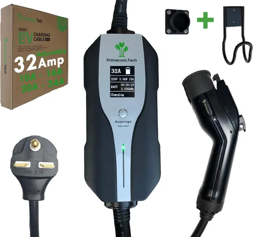 Vista 21 de Primecom.Tech - Cargador de vehículo eléctrico de nivel 2 (EV) Amperaje ajustable