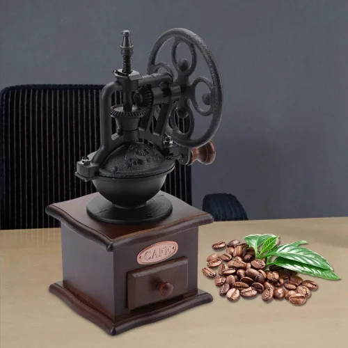 Vista 8 de Molinillo de café manual de estilo vintage, Molinillo manual de grano de café, Molino de mano de especias de pimienta, Molinillo de mano de grano
