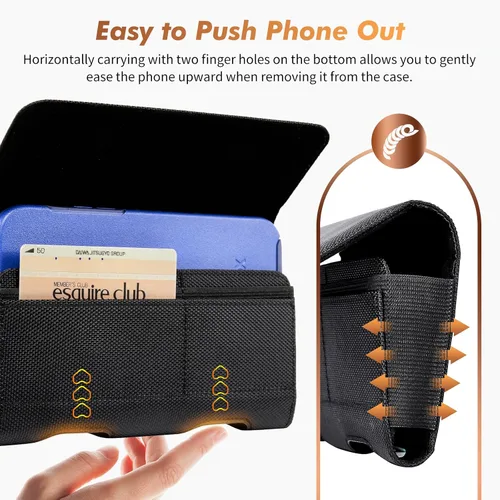 Vista 4 de BECPLT Funda de nailon para cinturón para teléfono celular, funda para cinturón con clip, compatible con iPhone 13 Mini, 12 Mini, SE 2020, 8, 7, 6