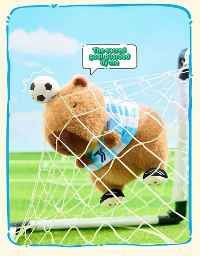 Vista 3 de RichRabbit Lindo juguete de peluche de Capybara de fútbol suave juguete lindo regalo de los niños marrón 9 pulgadas