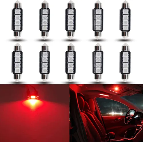 Vista 24 de Bombillas LED Festoon 6411 6418 C5W de 9 a 30 V extremadamente brillantes, sin errores, 1.5 pulgadas, 1.417 in para luces de cúpula de mapa