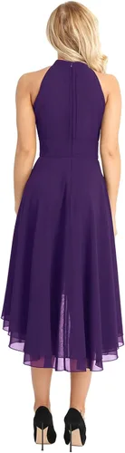 Vista 5 de Aislor - Vestidos de noche para dama de honor con cuello halter sin mangas